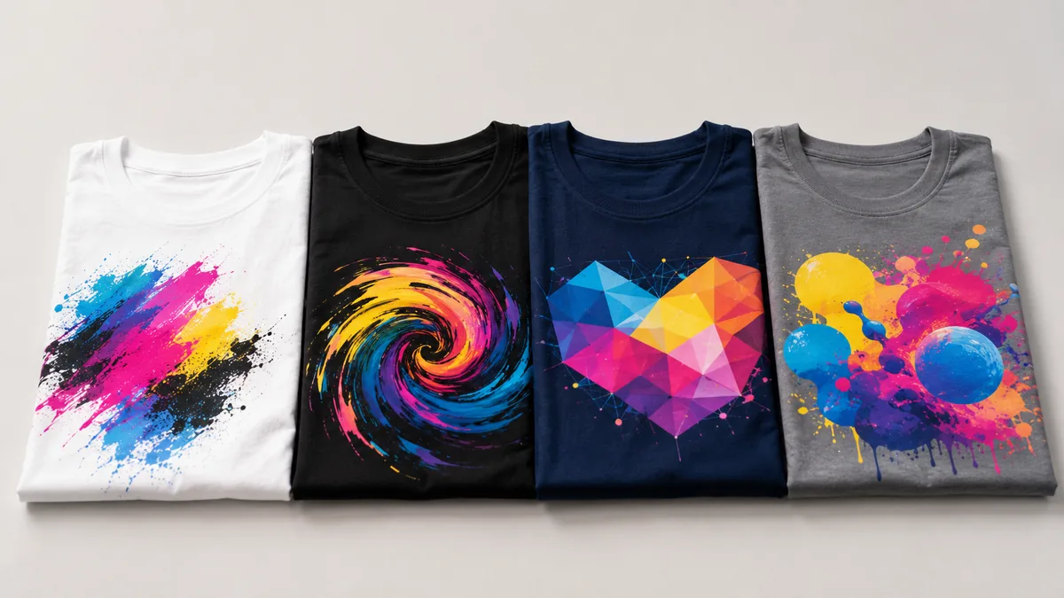 Diversi capi stampati con tecniche differenti: DTF, serigrafia e sublimazione a confronto
