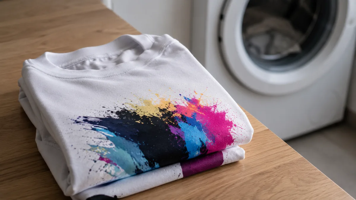 Maglietta con stampa DTF durante un lavaggio in lavatrice